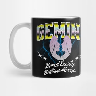 Gemini Bored Easily Brilliant Always Retro Bootleg Zodiac Sign Mug